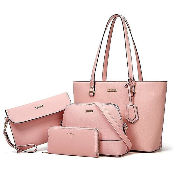 Handbags - Women Fashion Synthetic Leather Handbags Tote Bag Shoulder Bag Pink